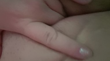 Pierced clit girl rubs her pussy and fingers herself