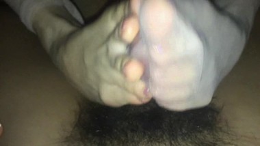 Milf masseur's footjob escalated