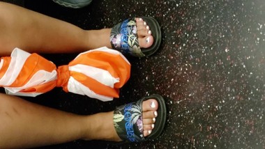 Candid feet on the train
