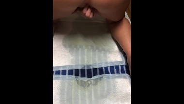 Mommy uses piss pads like a dog