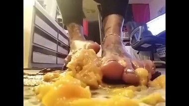 Best FootFetish Food Squishing Video Clip Compilation Giant Banana/Honey/&