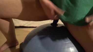 Young Latina Mommy Trying Her Toy On a Bosu Ball to Masturbate